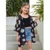 imageSOLY HUX Girls Floral Print Sheer Open Front Swim Cover Up 34 Sleeve Beach Kimono SwimsuitsMulti Floral