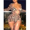 imageSOLY HUX Plus Size Swimsuit for Women 3 Piece Leopard Print Halter Triangle Bikini Set Bathing Suit with Cover Up DressMulticoloured Leopard