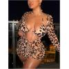 imageSOLY HUX Plus Size Swimsuit for Women 3 Piece Leopard Print Halter Triangle Bikini Set Bathing Suit with Cover Up DressMulticoloured Leopard