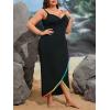 imageSOLY HUX Swim Cover Up for Women Plus Size Tassel Trim Wrap Spaghetti Strap Dress Swimsuit Bathing SuitSolid Black