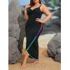 imageSOLY HUX Swim Cover Up for Women Plus Size Tassel Trim Wrap Spaghetti Strap Dress Swimsuit Bathing SuitSolid Black