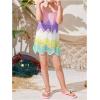 imageSOLY HUX Toddler Girls Color Cable Knit Swimsuit Cover up Short Beach Cami DressPurple Green Multi