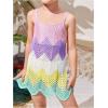 imageSOLY HUX Toddler Girls Color Cable Knit Swimsuit Cover up Short Beach Cami DressPurple Green Multi