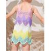 imageSOLY HUX Toddler Girls Color Cable Knit Swimsuit Cover up Short Beach Cami DressPurple Green Multi