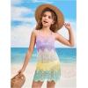 imageSOLY HUX Toddler Girls Color Cable Knit Swimsuit Cover up Short Beach Cami DressPurple Yellow Multi