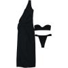 imageSOLY HUX Womens 3 Piece Swimsuit Bandeau Bikini Set Bathing Suit with Cover Up DressSolid Black