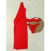 imageSOLY HUX Womens 3 Piece Swimsuit Bandeau Bikini Set Bathing Suit with Cover Up DressSolid Red