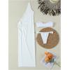 imageSOLY HUX Womens 3 Piece Swimsuit Bandeau Bikini Set Bathing Suit with Cover Up DressSolid White
