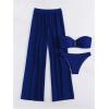 imageSOLY HUX Womens 3 Piece Swimsuit Bandeau Bikini Sets Bathing Suit with Cover Up PantsPure Royal Blue