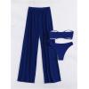 imageSOLY HUX Womens 3 Piece Swimsuit Bandeau Bikini Sets Bathing Suit with Cover Up PantsPure Royal Blue