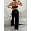 imageSOLY HUX Womens 3 Piece Swimsuit Bandeau Bikini Sets Bathing Suit with Cover Up PantsSolid Black