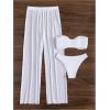 imageSOLY HUX Womens 3 Piece Swimsuit Bandeau Bikini Sets Bathing Suit with Cover Up PantsSolid White