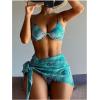 imageSOLY HUX Womens 3 Piece Swimsuit Marble Print Underwire Bikini Set Bathing Suit with Sarong Wraps Cover UpCadet Blue Marble