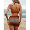 imageSOLY HUX Womens 3 Piece Swimsuit Tie Dye Ruched Halter Bikini Set Bathing Suit with Cover Up SkirtMulticoloured