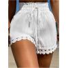 imageSOLY HUX Womens Beach Shorts Elastic Waist Drawstring Swimsuit Cover Up Vacation OutfitsSolid White