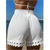 imageSOLY HUX Womens Beach Shorts Elastic Waist Drawstring Swimsuit Cover Up Vacation OutfitsSolid White