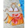 imageSOLY HUX Womens Floral Print Bikini Set Halter String High Cut Bathing Suit with Cover Up SkirtsOrange Floral