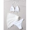 imageSOLY HUX Womens Halter Triangle Bikini Bathing Suit with Beach Cover Up 3 Piece Swimsuits White S