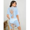 imageSOLY HUX Womens Mesh Bathing Suit Cover Ups Ripped See Through Swimsuit Short Beach Dress Sexy Beachwear SwimwearPlain Blue