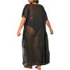 imageSOLY HUX Womens Plus Size Cover Up Dress Mesh Sheer Split Short Sleeve Swimsuit Bathing SuitSolid Black