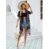imageSOLY HUX Womens Plus Size Lace Fringe Trim Cover Up Short Sleeve Open Front Cardigans Kimono for swimwearBlack Sheer