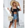 imageSOLY HUX Womens Plus Size Lace Fringe Trim Cover Up Short Sleeve Open Front Cardigans Kimono for swimwearBlack Sheer