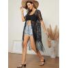 imageSOLY HUX Womens Plus Size Lace Fringe Trim Cover Up Short Sleeve Open Front Cardigans Kimono for swimwearPlain Black