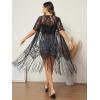 imageSOLY HUX Womens Plus Size Lace Fringe Trim Cover Up Short Sleeve Open Front Cardigans Kimono for swimwearPlain Black