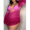imageSOLY HUX Womens Plus Size Sheer Cover Up Dress Drawstring Side Long Sleeve Swimsuit Bathing SuitSolid Hotpink