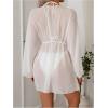 imageSOLY HUX Womens Swimsuit Cover Up Mesh Sheer V Neck Long Sleeve Kimono Summer Beach DressSolid White