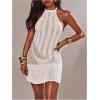 imageSOLY HUX Womens Swimsuit Crochet Swim Cover Up Hollow Out Halter Tie Backless Bathing Suit Sheer Knit Beach DressSolid White