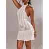 imageSOLY HUX Womens Swimsuit Crochet Swim Cover Up Hollow Out Halter Tie Backless Bathing Suit Sheer Knit Beach DressSolid White