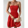imageSOLY HUX Womens Tube Top Dresses for Women Beach Cover Ups Strapless Mini Dress Basic Solid SundressPlain Red