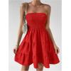 imageSOLY HUX Womens Tube Top Dresses for Women Beach Cover Ups Strapless Mini Dress Basic Solid SundressPlain Red