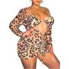 imageSOLY HUX Plus Size Swimsuit for Women 3 Piece Leopard Print Halter Triangle Bikini Set Bathing Suit with Cover Up DressMulticoloured Leopard