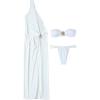 imageSOLY HUX Womens 3 Piece Swimsuit Bandeau Bikini Set Bathing Suit with Cover Up DressSolid White