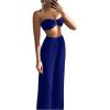 imageSOLY HUX Womens 3 Piece Swimsuit Bandeau Bikini Sets Bathing Suit with Cover Up PantsPure Royal Blue