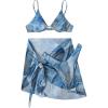 imageSOLY HUX Womens 3 Piece Swimsuit Marble Print Underwire Bikini Set Bathing Suit with Sarong Wraps Cover UpBlue Marble