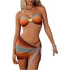 imageSOLY HUX Womens 3 Piece Swimsuit Tie Dye Ruched Halter Bikini Set Bathing Suit with Cover Up SkirtMulticoloured