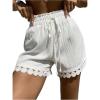imageSOLY HUX Womens Beach Shorts Elastic Waist Drawstring Swimsuit Cover Up Vacation OutfitsSolid White