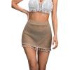 imageSOLY HUX Womens Elastic Waist Tassel Sheer Beach Swimwear Cover Up Mini SkirtKhaki