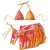 imageSOLY HUX Womens Floral Print Bikini Set Halter String High Cut Bathing Suit with Cover Up SkirtsOrange Floral