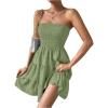 imageSOLY HUX Womens Tube Top Dresses for Women Beach Cover Ups Strapless Mini Dress Basic Solid SundressPlain Green