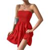 imageSOLY HUX Womens Tube Top Dresses for Women Beach Cover Ups Strapless Mini Dress Basic Solid SundressPlain Red