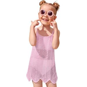 imageSOLY HUX Toddler Girls Color Cable Knit Swimsuit Cover up Short Beach Cami DressPlain Pink
