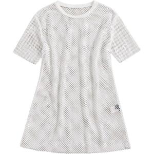 imageSOLY HUX Womens Hollow Out Swimsuits Cover Ups Mesh Sheer Short Sleeve Beach Bikini Swimwear Cover Up DressSolid White