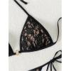 imageSOLY HUX Bathing Suit for Women Floral Lace Halter Triangle Tie Side Swimsuit Two Piece Bikini SetsBlack Floral