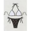 imageSOLY HUX Bathing Suit for Women Floral Lace Halter Triangle Tie Side Swimsuit Two Piece Bikini SetsBlack Floral
