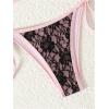 imageSOLY HUX Bathing Suit for Women Floral Lace Halter Triangle Tie Side Swimsuit Two Piece Bikini SetsPink Floral