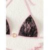 imageSOLY HUX Bathing Suit for Women Floral Lace Halter Triangle Tie Side Swimsuit Two Piece Bikini SetsPink Floral